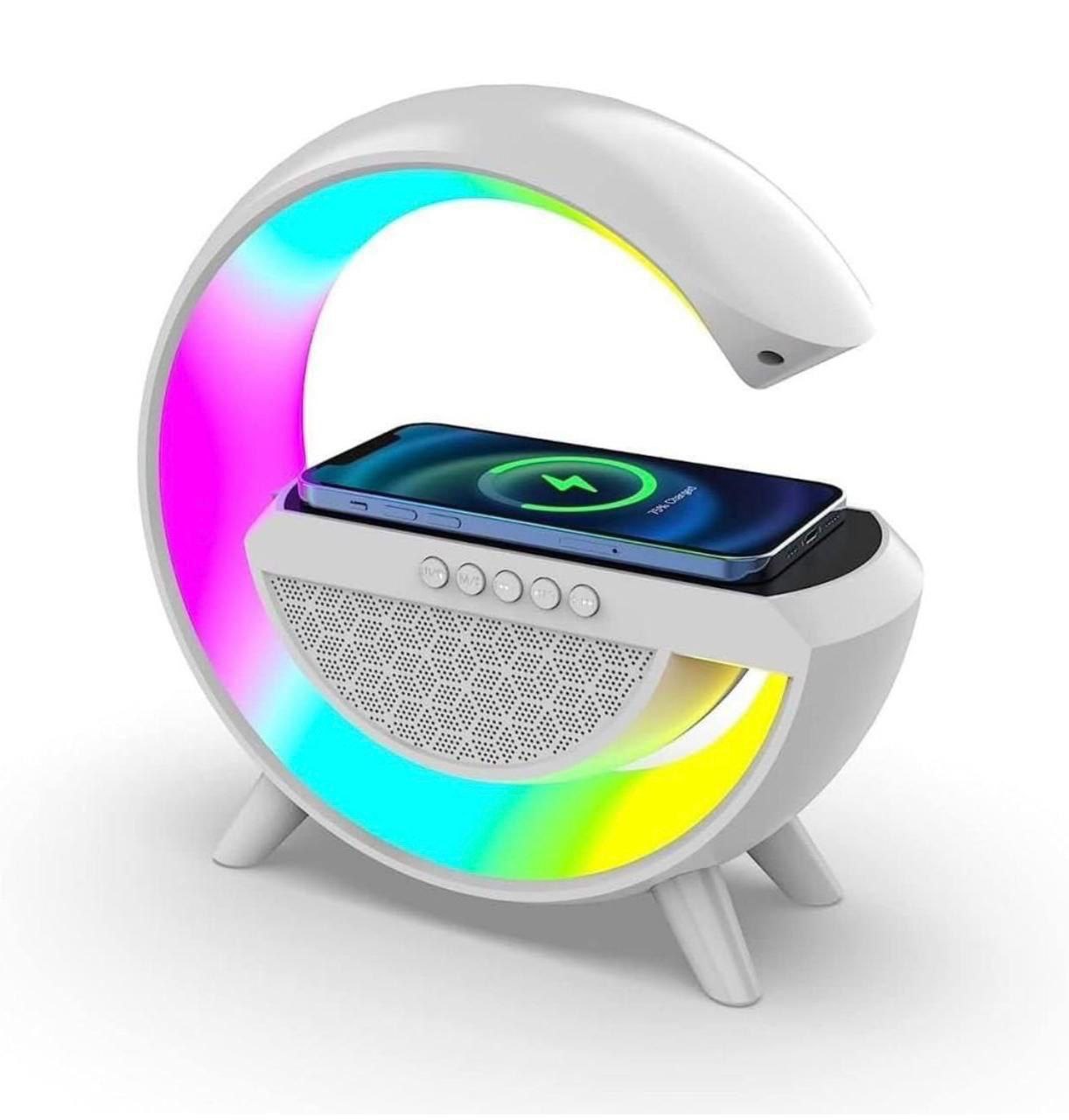 3 IN 1 MULTIFUNCTION G SHAPE LED BLUTOOTH SPEAKER WITH WIRELES FAST CHARGER